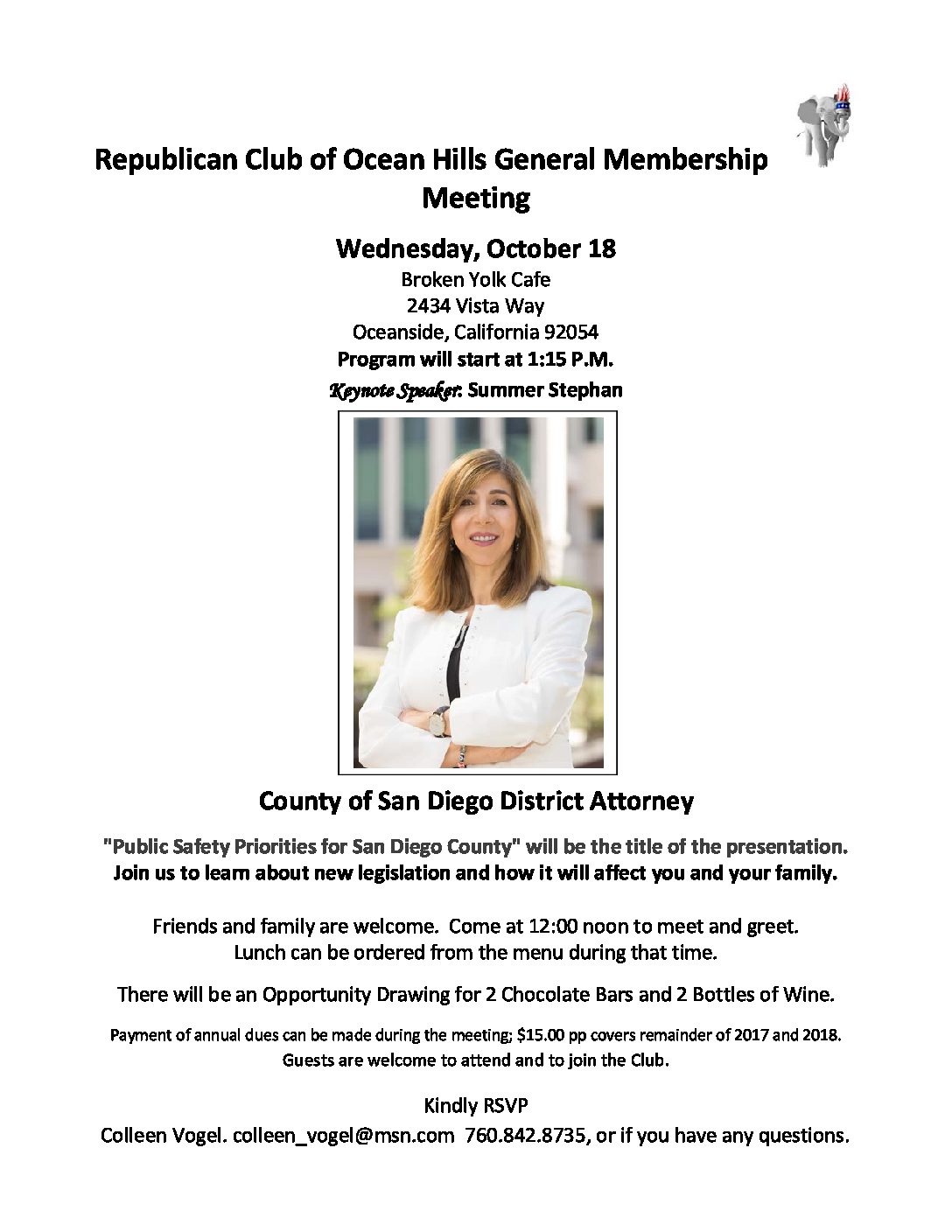 Republican Club of Ocean Hills General Membership Meeting